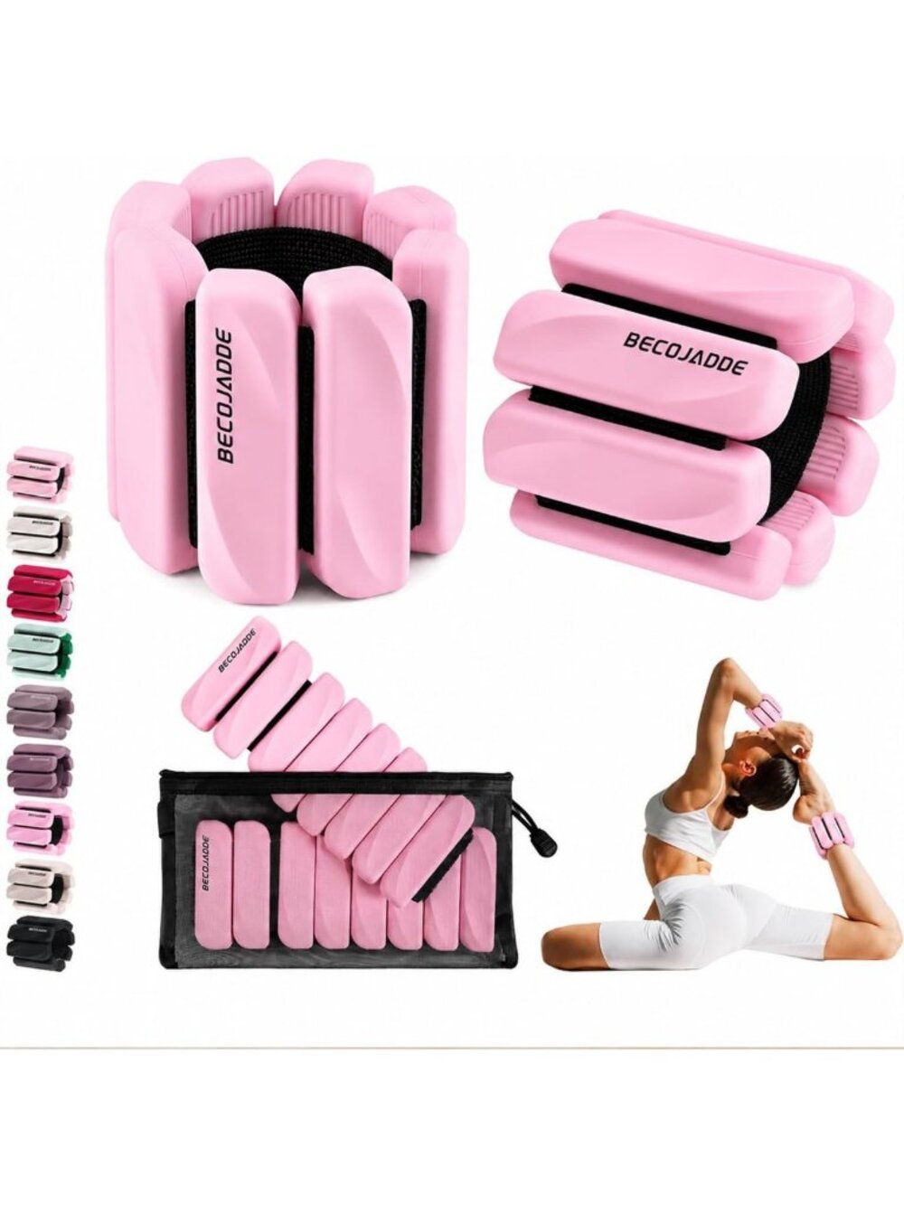 Adjustable Ankle Weights Set for Women - 1 lb & 2 lb, Perfect for Pilates